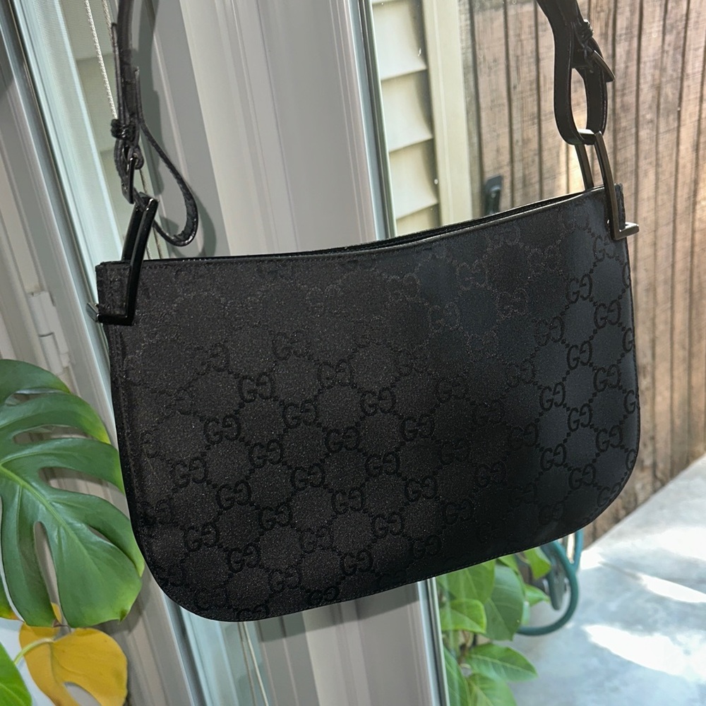 Vintage Gucci Monogram Black Shoulder Bag